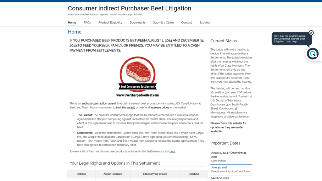 Tyson Foods and Cargill-claim-site-screenshot Logo